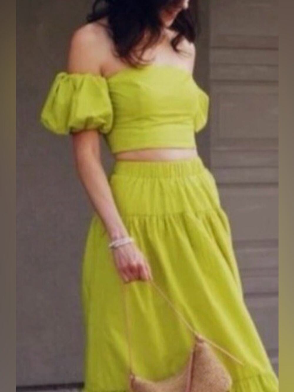 NWT ABERCROMBIE & FITCH Princess puff sleeve cropped festival smocked blouse S